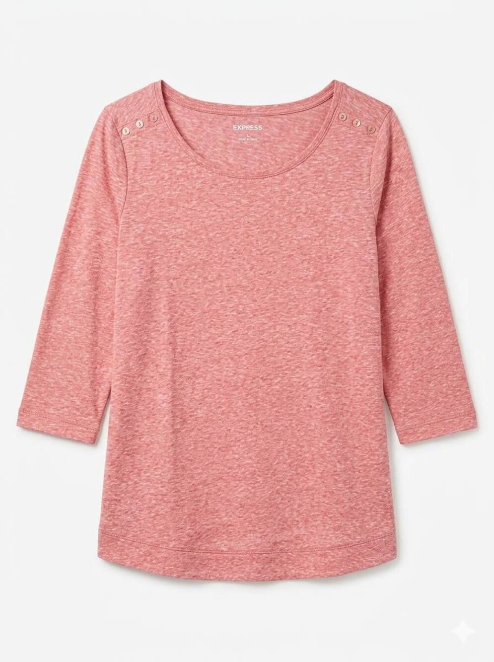 🔺️Express Pink Heathered Scoop Neck 3/4 Sleeve Top Medium